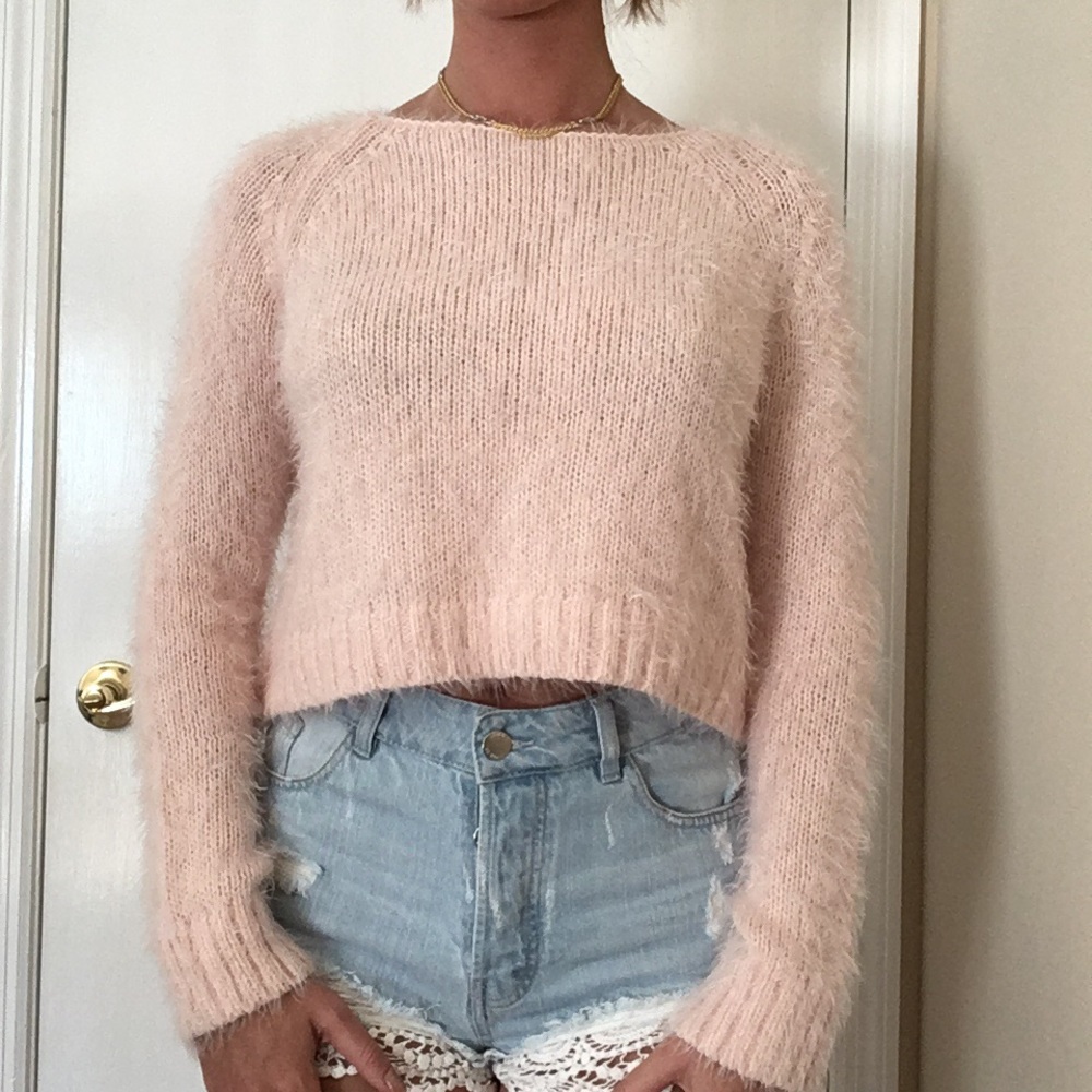 Soft baby pink crop sweater